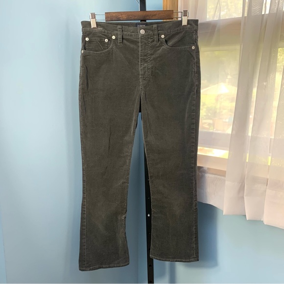 J. Crew High Rise Crop Flare Grey Corduroy Pants - Picture 3 of 8